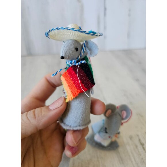 Vintage felt mice dentist Mexico Mexican decor mouse - Picture 3 of 14